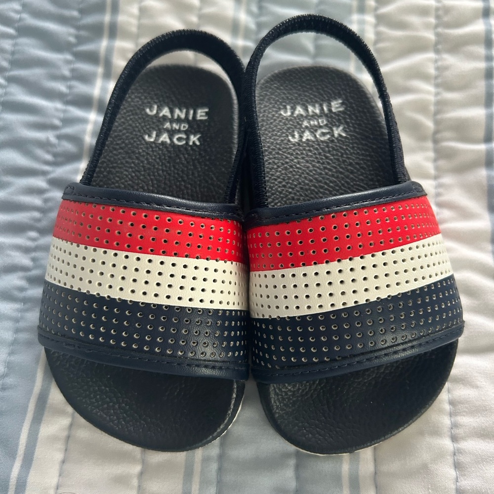 Janie and Jack Merchant Marine Striped Pool Slide Sandals